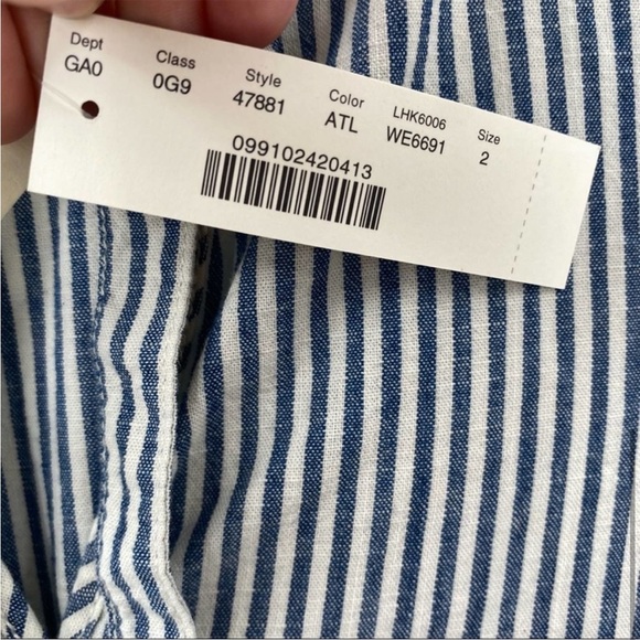 NWT J. Crew Blue and White Striped Long Sleeve Top - Picture 5 of 5